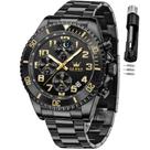 Relógio OLEVS Black Chronograph Moon Phase Stainless Steel Masculino