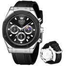 Relógio OLEVS Black Moon Phase - Masculino, 44mm, à Prova d'Água