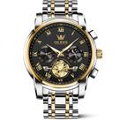Relógio OLEVS Black Silver em aço inoxidável para homens Moon Phase