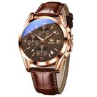 Relógio OLEVS Brown Quartz em Aço Inoxidável em Couro Masculino