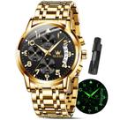 Relógio OLEVS Cronógrafo Dourado e Preto - Aço Inoxidável 41mm