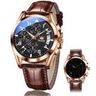 Relógio OLEVS, cronógrafo masculino, pulseira de couro de quartzo 2878PZ