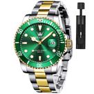 Relógio OLEVS Green Classic para homens com tâmara à prova d'água de 30 m