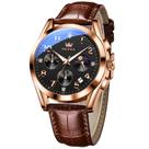 Relógio OLEVS Leather Chronograph à prova d'água para homens