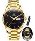 Relógio OLEVS Masculino - Aço Inoxidável Dourado e Impermeável