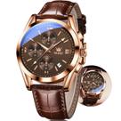 Relógio OLEVS Masculino Casual - Cronógrafo com Pulseira de Couro Marrom