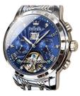 Relógio OLEVS Men Automatic Skeleton 5 Hands Blue Stainless Steel