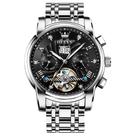 Relógio OLEVS Men Automatic Skeleton 5 Hands em aço inoxidável
