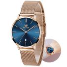 Relógio OLEVS Rose Gold para mulheres com rosto pequeno e mostrador azul Relógio OLEVS Rose Gold para mulheres com rosto pequeno e mostrador azul