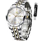 Relógio OLEVS Silver para homens, vestido de negócios simples, impermeável
