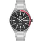 Relógio Orient Automático 3 Estrelas Heritage Prateado Preto Vermelho