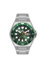 Relogio orient automatico verde metal prata f49ss036 e1sx