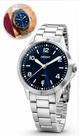 Relógio Orient Feminino De Pulso Analógico Quartz Prata Em Aço Inoxidável Com Fundo Azul Moderno E Minimalista A Prova Dágua Original
