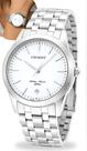 Relógio Orient Feminino De Pulso Minimalista Elegante Com Fundo Branco Analógico Quartz Prata Em Aço Inoxidável A Prova Dágua Em 50 Metros Original