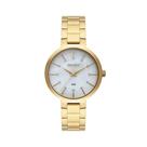 Relógio Orient Feminino Dourado Minimalista Visor Madrepérola com Cristais Maquinário Japonês Aço Inoxidável Á Prova água FGSS0171