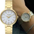 Relógio Orient Feminino Dourado Original Grande, Prova dÁgua com Strass Fgss0171 B1kx