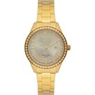 Relógio Orient Feminino Social Dourado Caixa 34mm Com Pedras E Calendário Dourado