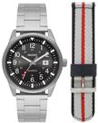 Relógio Orient Masculino Analógico Dupla Pulseira Aço Prata Mostrador Preto MBSS1451P2SX