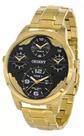 Relógio orient masculino dourado dual time mgsst002 p2kx