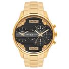 Relógio ORIENT masculino Dual Time aço dourado MGSST001 P1KX