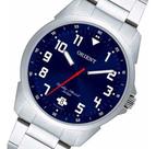 Relogio Orient Masculino prata Mostrador Azul com números Mbss1154a D2sx
