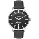 Relogio Orient Masculino prata preto classico social executivo pulseira de couro MBSC1038 P1PX