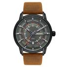 Relogio Orient Masculino preto mostrador verde pulseira de couro marrom MPSC1006 E1MX