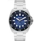 Relogio Orient Masculino SOLAR prata AZUL com calendario moderno aço inox a prova dagua 200 METROS MBSS1471 D1SX