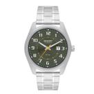 Relogio Orient Masculino Solar prata prateado com numeros Solartech mostrador verde a prova de agua MBSS1496 E2SX