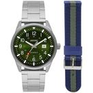 Relogio Orient Masculino SOLAR prata verde troca pulseira MBSS1453 E2SX