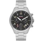 Relógio Orient Masculino Solartech ST Elite Land Cronógrafo Aço Prata Fundo Preto Safira MBSSC290 P2SX
