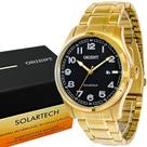 Relógio Orient Solartech Masculino Luxo Dourado Analógico