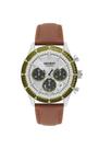 Relógio Orient Sport Masculino Cronógrafo Solar Fundo Prata Aro Verde MBSCC065 S1MX