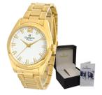 Relógio Original de Pulso Cifras Dourado Feminino Champion