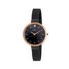 Relógio Oslo Slim Ftsss9t0026 P1px Feminino Correia Preto Bisel Dourado Fundo Preto