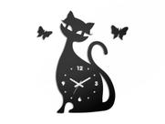 Relógio Parede 3d Preto Casa Escritório Gato Pet Shop