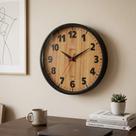 Relógio Parede Plashome Kappa Clássico Preto Madeira 28 Cm Sala Cozinha Escritório Consultório e Decoração