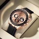 Relógio POEDAGAR De Luxo Esportivo Quartz Masculino Automático pulseira silicone Cronógrafo Vidro