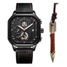 Relógio Poedagar Masculino Casual Luxo Cronógrafo Kit Colar Flecha