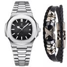 Relógio Poedagar Social Masculino Old Money Aço Inox +Bracelete