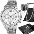 Relogio prata masculino aço inox + pulseira + caixa original qualidade premium prateado social inoxidável presente