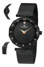 Relógio Preto Feminio Champion Pequeno com Pulseira de Malha Mesh Preta Estilo Joia Original com Nota Fiscal Relógio Preto Feminio Champion Pequeno com Pulseira de Malha Mesh Preta Estilo Joia Original com Nota Fiscal