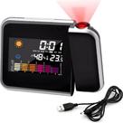 Relogio projetor despertador led digital giratorio temperatura estacao meteorologica previsao tempo mesa soneca alarme r