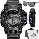 Relogio Prova Dagua Digital Masculino + Oculos Proteção UV esportivo pulseira ajustavel cronometro resistente acetato