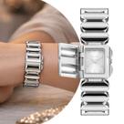 Relógio Pulseira Analógico Feminino Prata com Caixa e Pulseira de Aço Inoxidável e Resistência à Água Elegante Luxo Fashion Euro