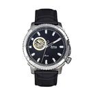 Relógio: pulseira automática de couro semiesqueleto REIGN Bauer