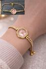 Relógio Pulseira Feminino Rosé Luxo Com Pedras Brilhantes - Dourado - Dourado - Dourado2
