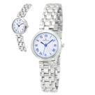 Relogio Pulso Feminino Redondo Todo Prata Pequeno Champion