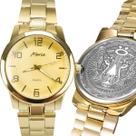 Relogio qualidade premium banhado ouro strass dourado presente moda original casual social strass