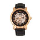 Relógio REIGN Kahn para homens com pulseira preta e estojo em ouro rosa